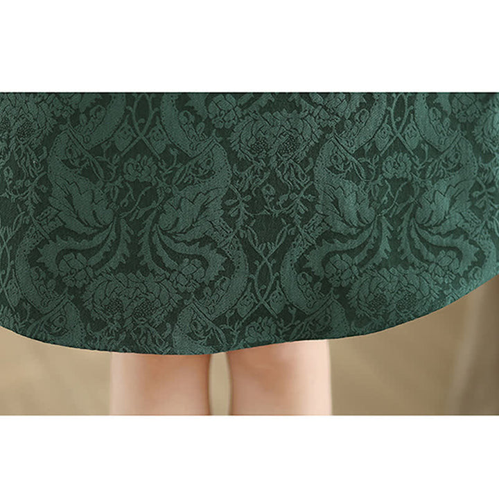 Buddha Stones Ärmelloses Minikleid aus Baumwolle mit Mandarin-Kragen, Froschknopfleiste und Jacquardmuster, inklusive Taschen - image 11