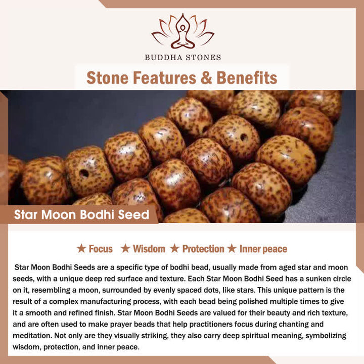 Buddha Stones Stern-Mond-Bodhi-Samen-Dzi-Perlen-Weisheits-Handgewebte tibetische 108-Perlen-Mala - image 5