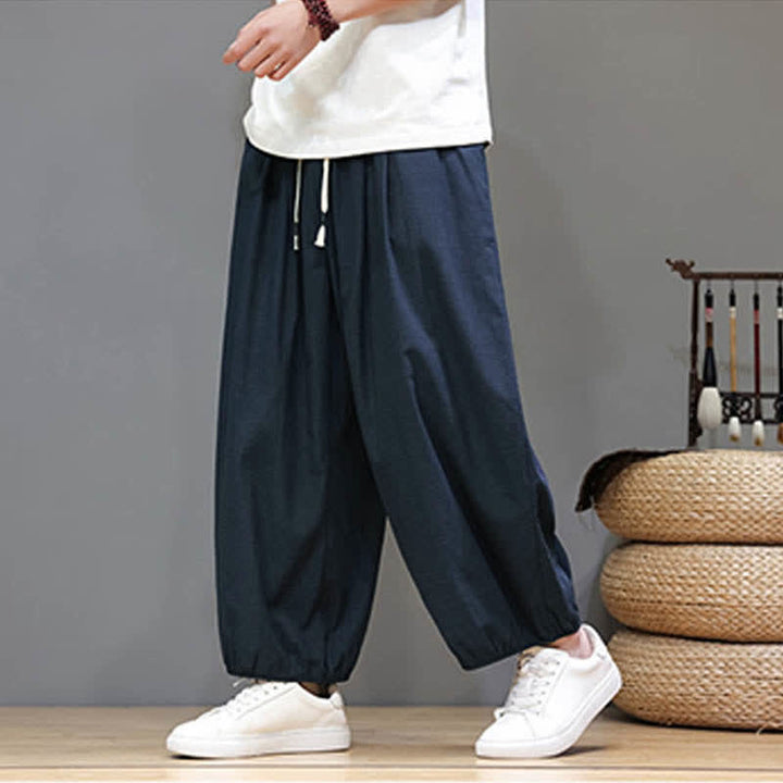 Buddha Stones Summer Zen Herren-Haremshose mit elastischem Bund und Taschen - Marine - US/ UK/AU46, EU56 (5XL) - image 0