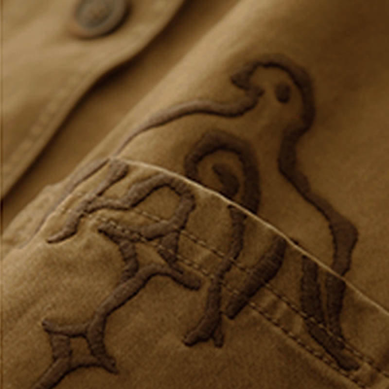 Buddha Stones Frühlingsfrische Vintage-Baumwolle, kurze ärmellose Weste mit V-Ausschnitt, V-Ausschnitt und Taschen aus Twill-Baumwolle mit Vogelstickerei - image 6