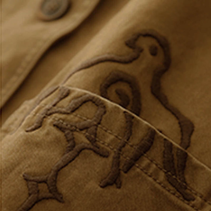 Buddha Stones Frühlingsfrische Vintage-Baumwolle, kurze ärmellose Weste mit V-Ausschnitt, V-Ausschnitt und Taschen aus Twill-Baumwolle mit Vogelstickerei - image 6