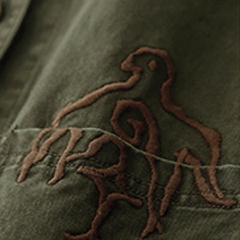 Buddha Stones Frühlingsfrische Vintage-Baumwolle, kurze ärmellose Weste mit V-Ausschnitt, V-Ausschnitt und Taschen aus Twill-Baumwolle mit Vogelstickerei - image 19