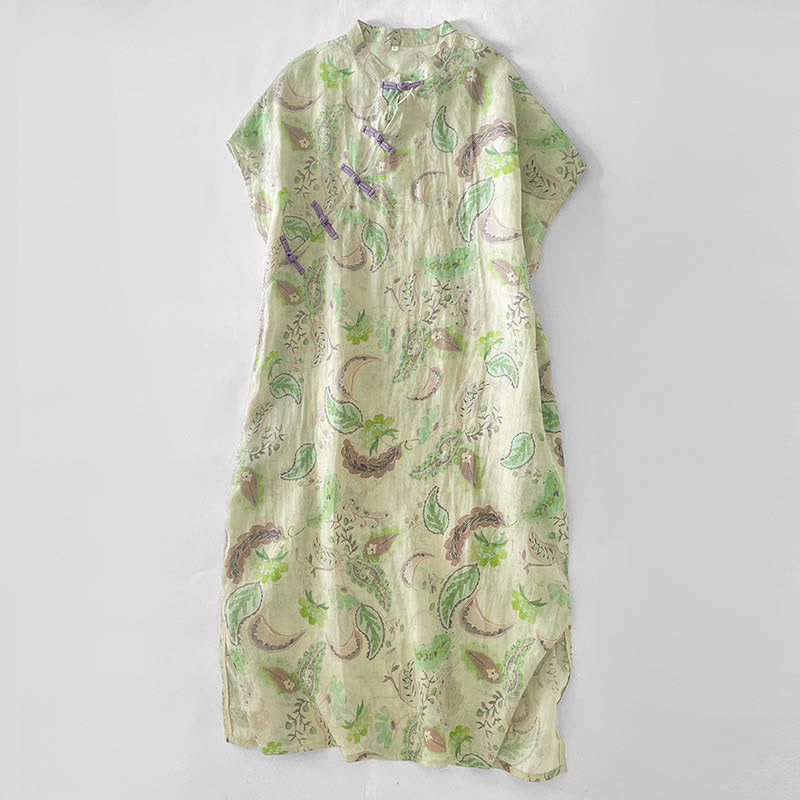Buddha Stones Sommerliches Vintage-Kleid für Damen mit Paisley-Blumenmuster, Stehkragen, kurzen Ärmeln und Taschen - Hellgrün - US14, UK/AU18, EU46 (2XL) - image 11