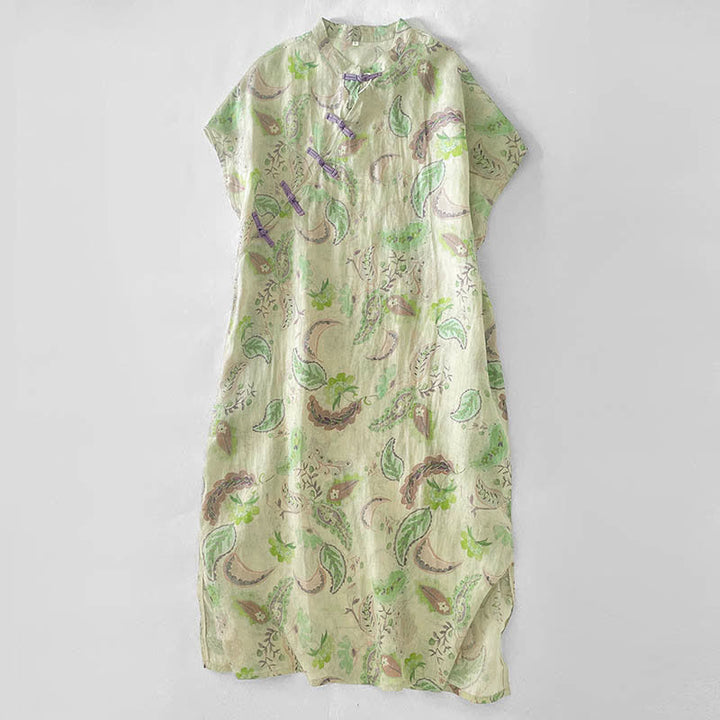 Buddha Stones Sommerliches Vintage-Kleid für Damen mit Paisley-Blumenmuster, Stehkragen, kurzen Ärmeln und Taschen - Hellgrün - US14, UK/AU18, EU46 (2XL) - image 11