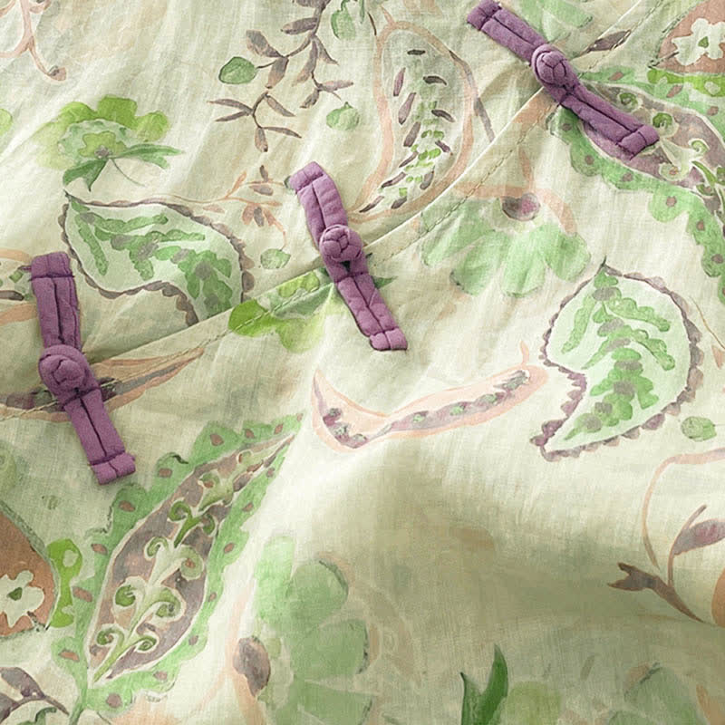 Buddha Stones Sommerliches Vintage-Kleid für Damen mit Paisley-Blumenmuster, Stehkragen, kurzen Ärmeln und Taschen - image 14