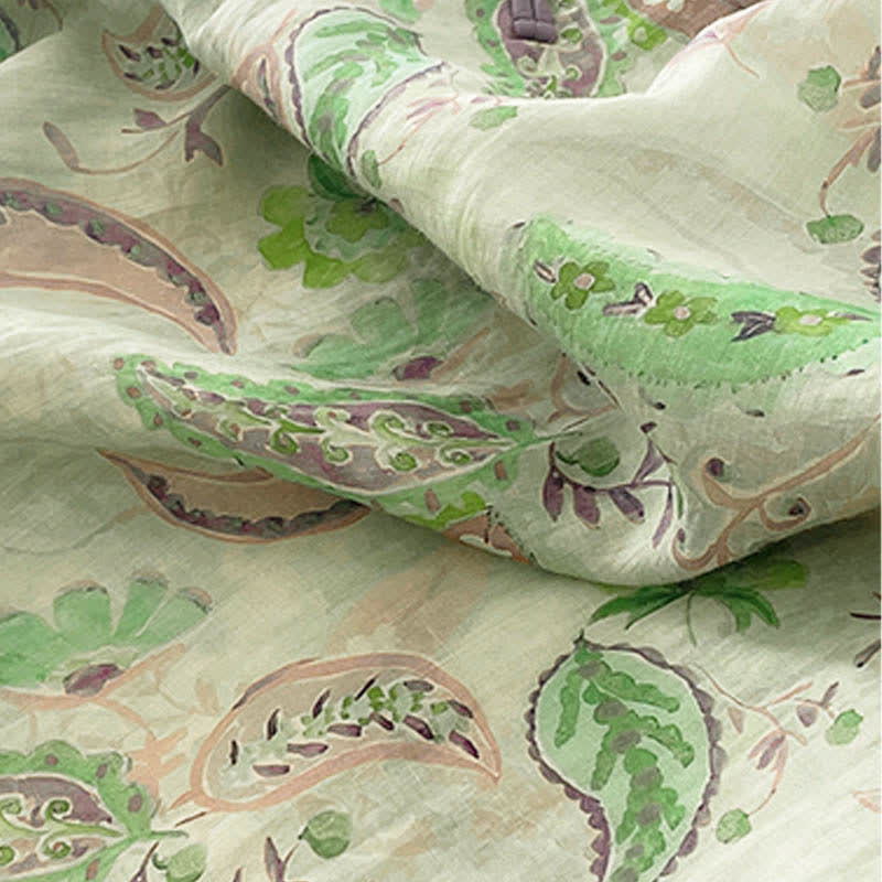 Buddha Stones Sommerliches Vintage-Kleid für Damen mit Paisley-Blumenmuster, Stehkragen, kurzen Ärmeln und Taschen - image 19