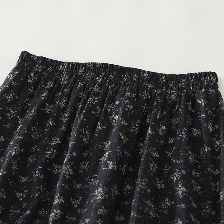 Buddha Stones Damenrock mit Blumenmuster, elastischem Bund und Rüschensaum - image 5