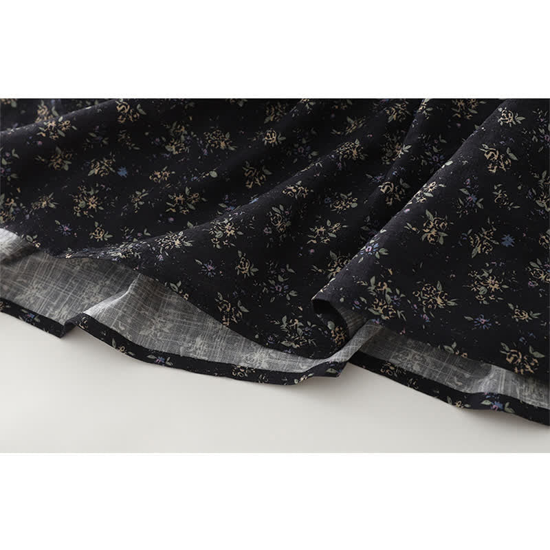 Buddha Stones Damenrock mit Blumenmuster, elastischem Bund und Rüschensaum - image 7