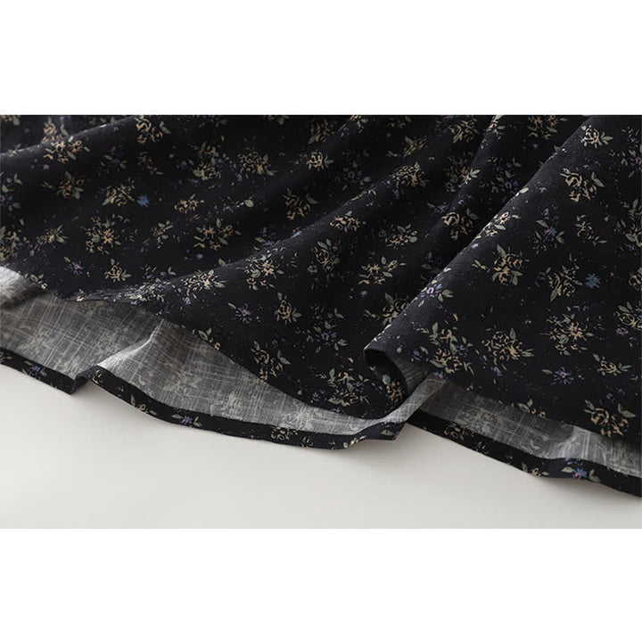 Buddha Stones Damenrock mit Blumenmuster, elastischem Bund und Rüschensaum - image 7