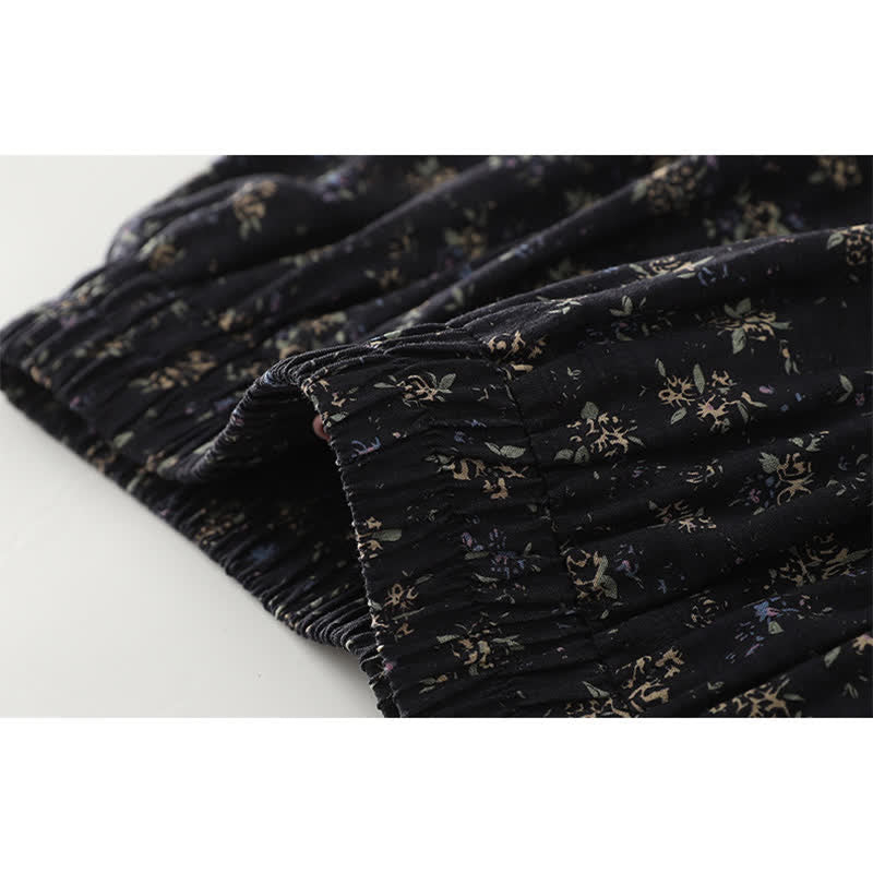 Buddha Stones Damenrock mit Blumenmuster, elastischem Bund und Rüschensaum - image 6