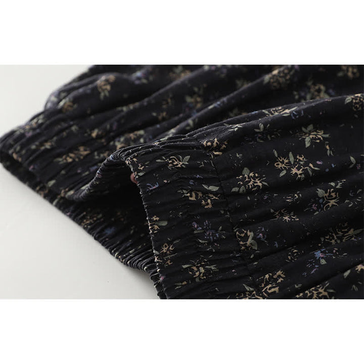 Buddha Stones Damenrock mit Blumenmuster, elastischem Bund und Rüschensaum - image 6