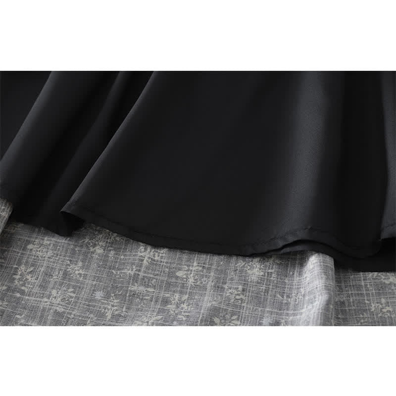 Buddha Stones Damenrock mit Blumenmuster, elastischem Bund und Rüschensaum - image 8