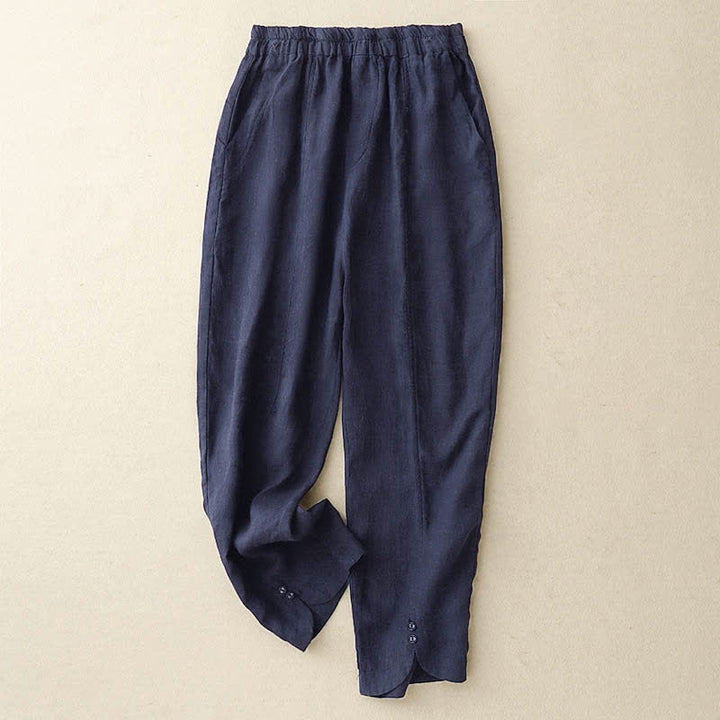 Buddha Stones Sommerliche Leinenhose für Damen, schmal zulaufend und mit Taschen - Marine - US 8-10, UK/AU 12-14, EU 40-42 (2XL) - image 16