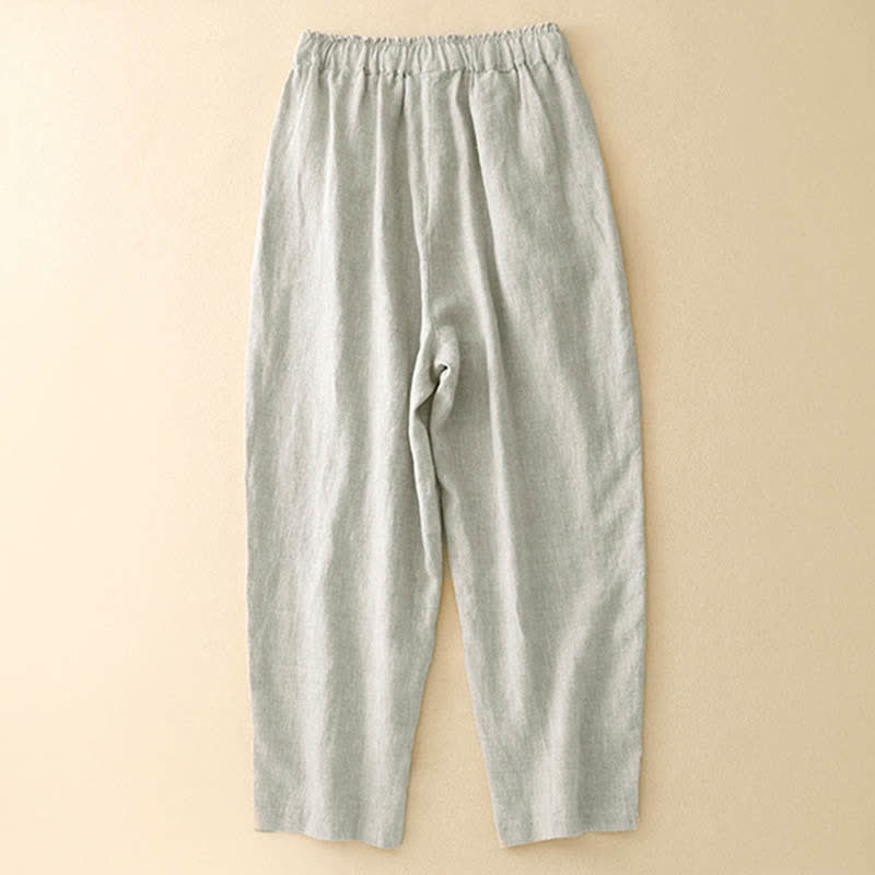 Buddha Stones Sommerliche Leinenhose für Damen, schmal zulaufend und mit Taschen - image 9