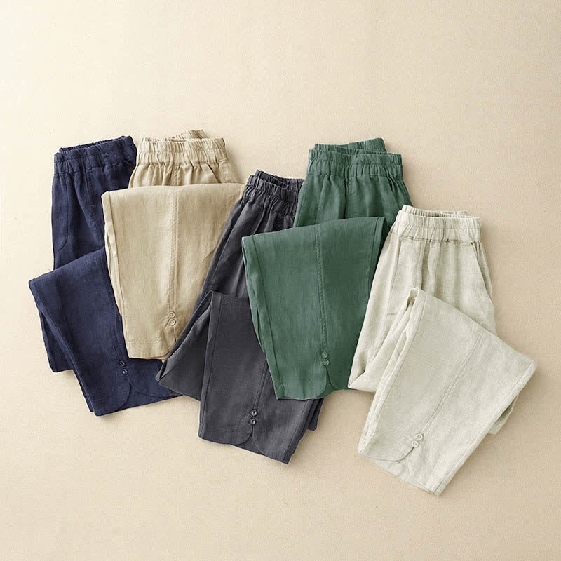 Buddha Stones Sommerliche Leinenhose für Damen, schmal zulaufend und mit Taschen - image 23