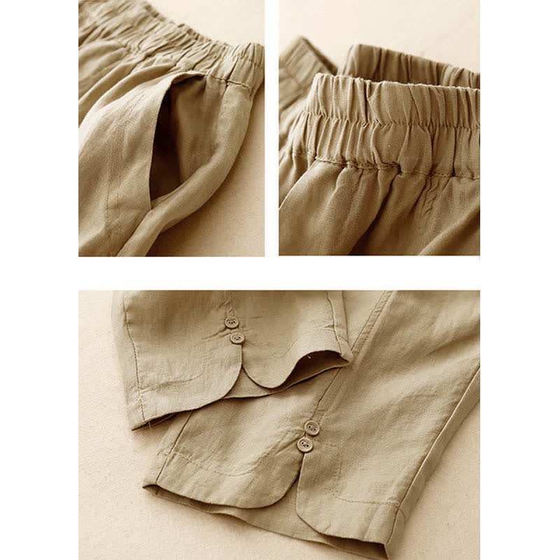 Buddha Stones Sommerliche Leinenhose für Damen, schmal zulaufend und mit Taschen - image 7