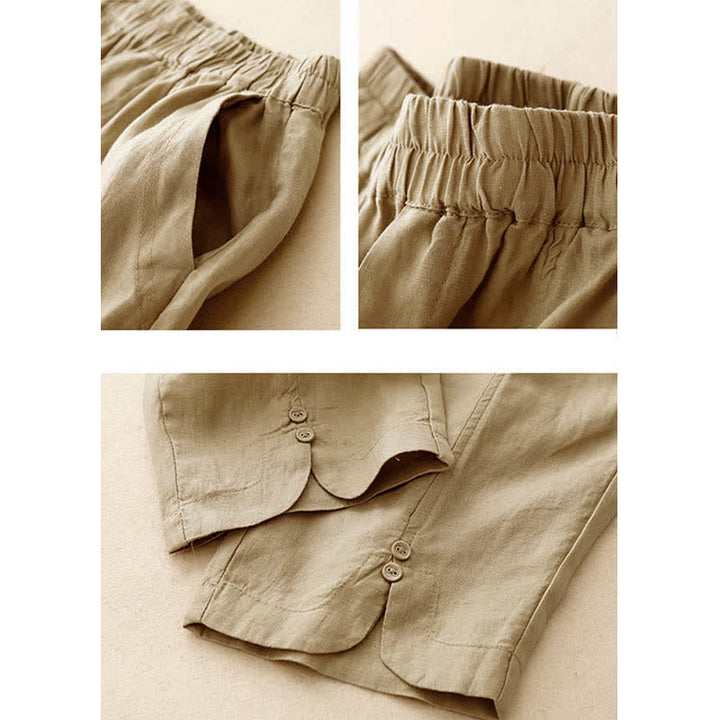 Buddha Stones Sommerliche Leinenhose für Damen, schmal zulaufend und mit Taschen - image 7