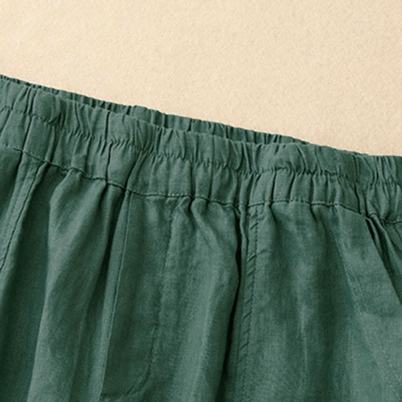 Buddha Stones Sommerliche Leinenhose für Damen, schmal zulaufend und mit Taschen - image 1