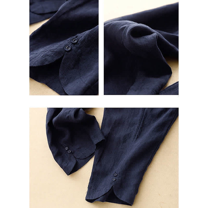 Buddha Stones Sommerliche Leinenhose für Damen, schmal zulaufend und mit Taschen - image 18