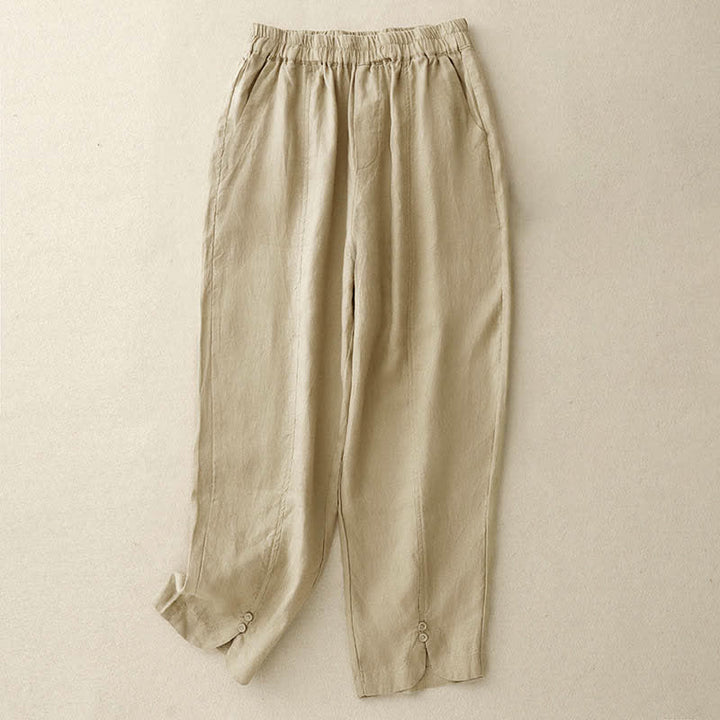 Buddha Stones Sommerliche Leinenhose für Damen, schmal zulaufend und mit Taschen - Weizen - US 8-10, UK/AU 12-14, EU 40-42 (2XL) - image 5