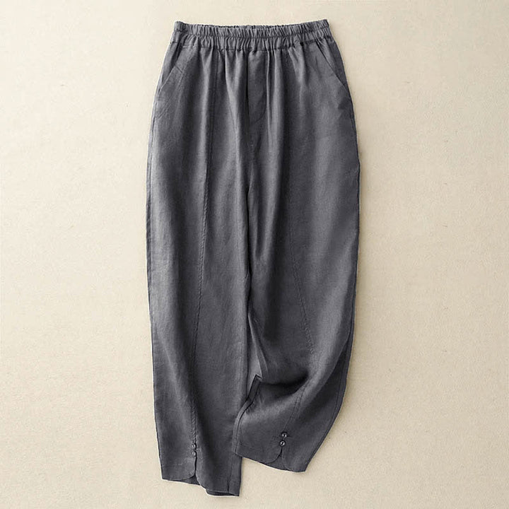 Buddha Stones Sommerliche Leinenhose für Damen, schmal zulaufend und mit Taschen - DimGray - US 8-10, UK/AU 12-14, EU 40-42 (2XL) - image 19