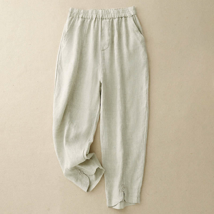 Buddha Stones Sommerliche Leinenhose für Damen, schmal zulaufend und mit Taschen - Beige - US 8-10, UK/AU 12-14, EU 40-42 (2XL) - image 8