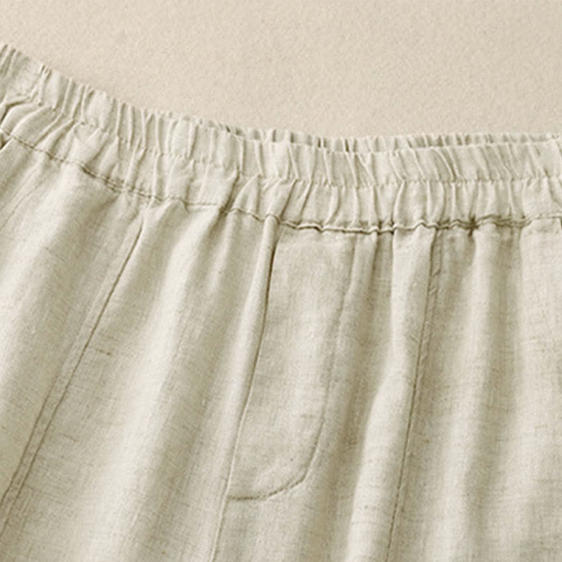 Buddha Stones Sommerliche Leinenhose für Damen, schmal zulaufend und mit Taschen - image 12