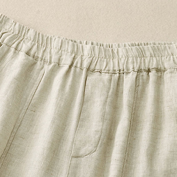 Buddha Stones Sommerliche Leinenhose für Damen, schmal zulaufend und mit Taschen - image 12