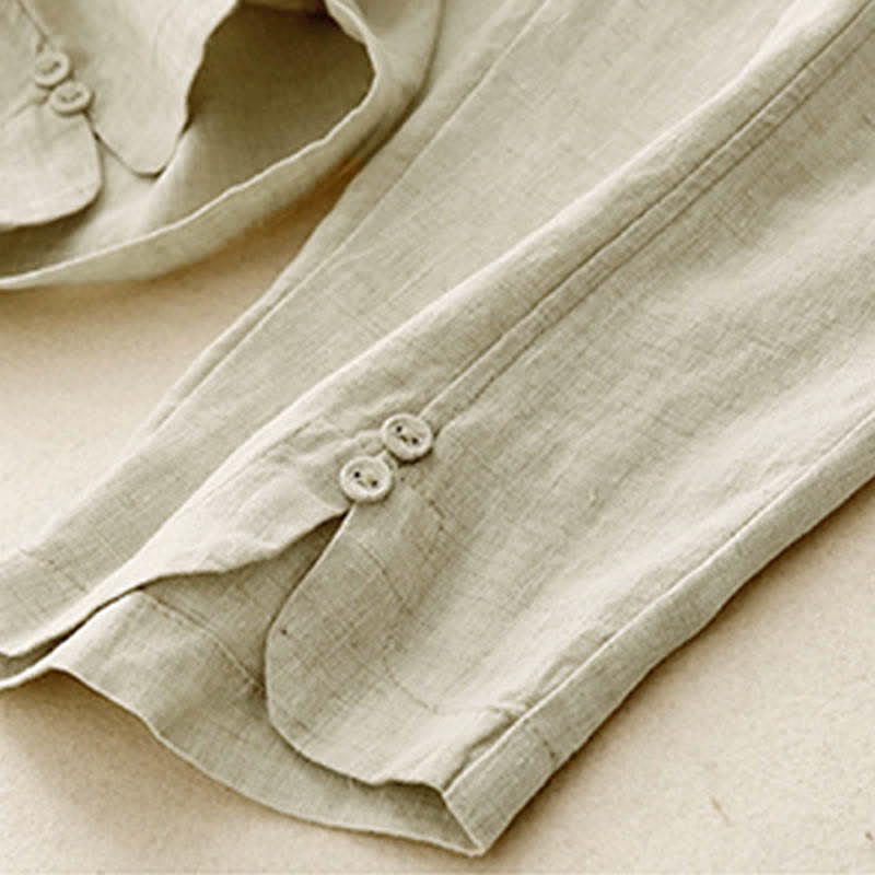 Buddha Stones Sommerliche Leinenhose für Damen, schmal zulaufend und mit Taschen - image 11