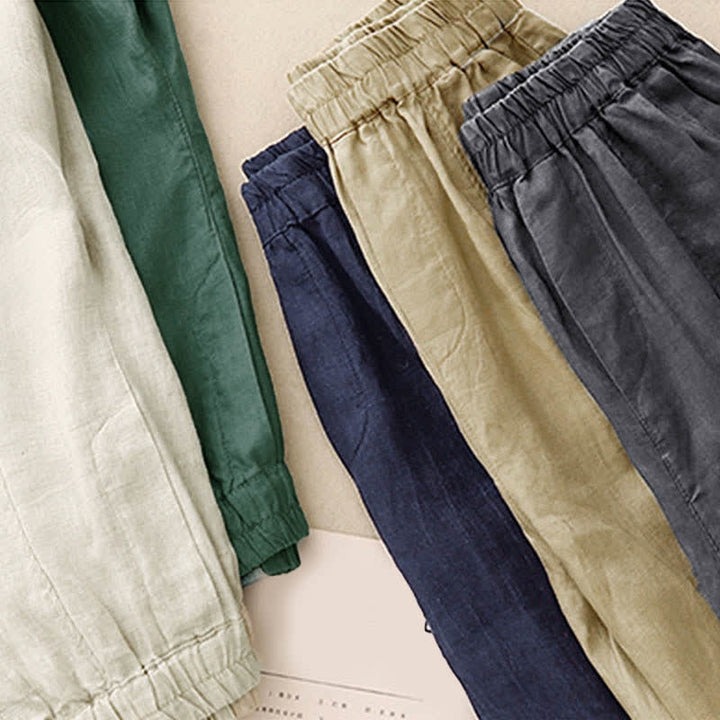 Buddha Stones Sommerliche Leinenhose für Damen, schmal zulaufend und mit Taschen - image 22