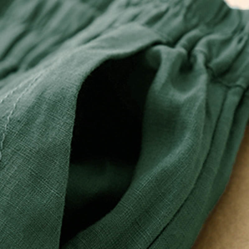 Buddha Stones Sommerliche Leinenhose für Damen, schmal zulaufend und mit Taschen - image 2