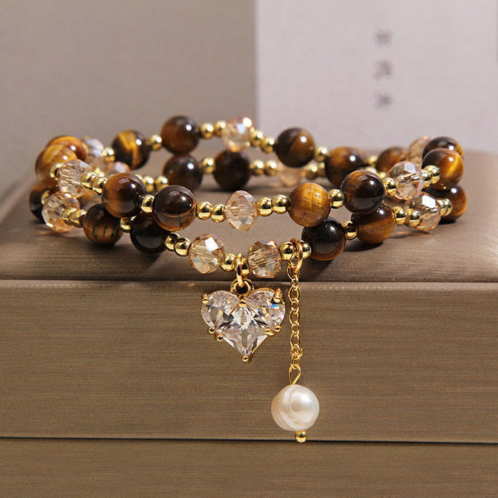 Buddha Stones Armband aus natürlichem Tigerauge mit Liebesherz und doppelter Wicklung zum Schutz - image 6
