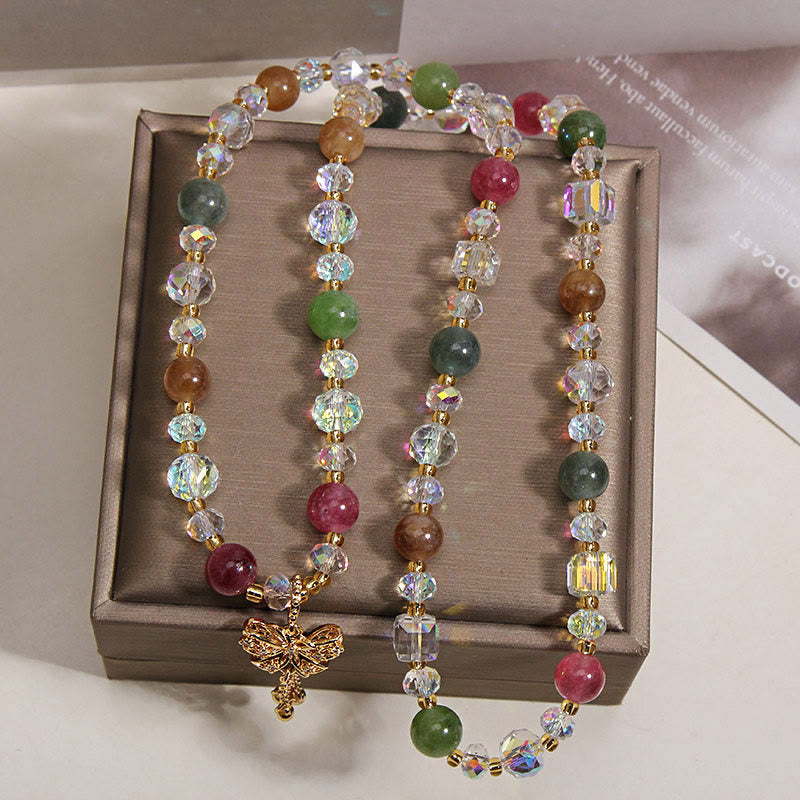 Buddha Stones Buntes Turmalin-Schmetterlings-Weisheit-Dreifach-Wickelarmband - image 3