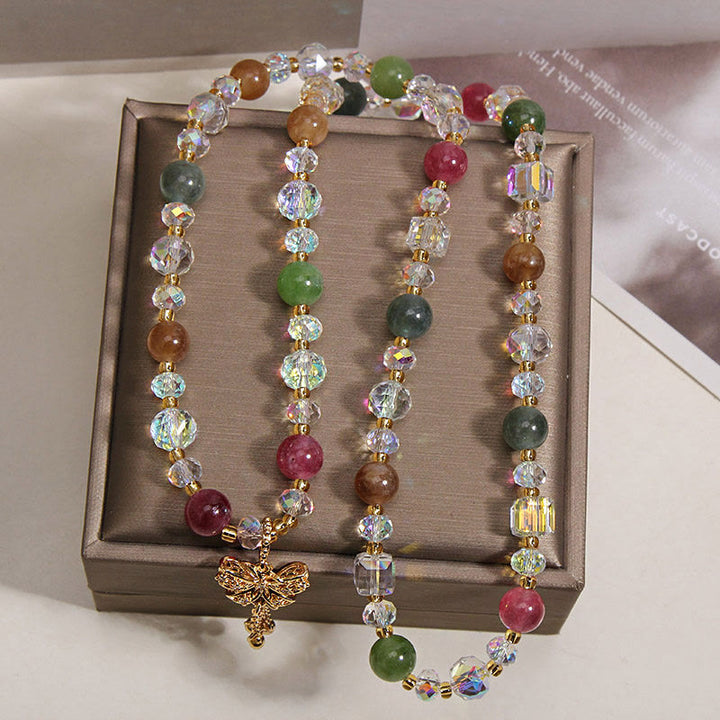 Buddha Stones Buntes Turmalin-Schmetterlings-Weisheit-Dreifach-Wickelarmband - image 3