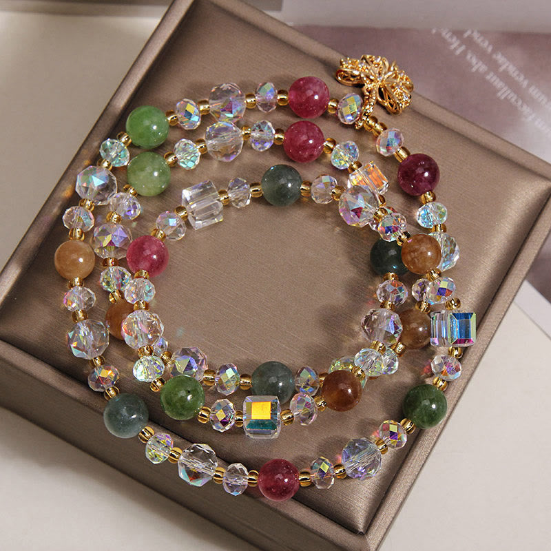 Buddha Stones Buntes Turmalin-Schmetterlings-Weisheit-Dreifach-Wickelarmband - image 2