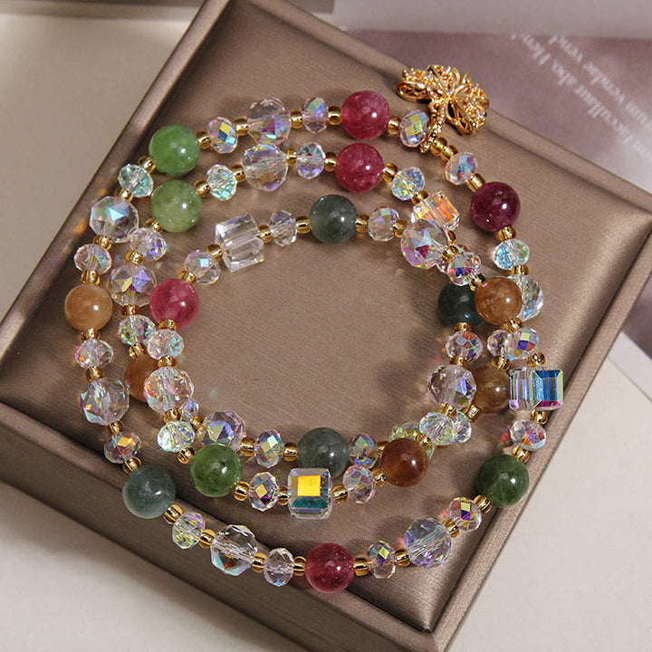 Buddha Stones Buntes Turmalin-Schmetterlings-Weisheit-Dreifach-Wickelarmband - image 2