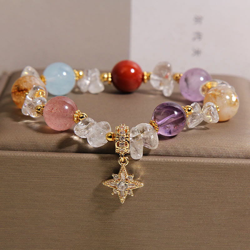 Buddha Stones Natürliches, vielseitiges, kristallklares Quarz-Zirkon-Hexagramm-Armband mit Heilwirkung - image 4