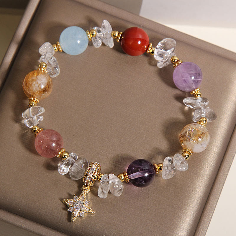 Buddha Stones Natürliches, vielseitiges, kristallklares Quarz-Zirkon-Hexagramm-Armband mit Heilwirkung - image 3