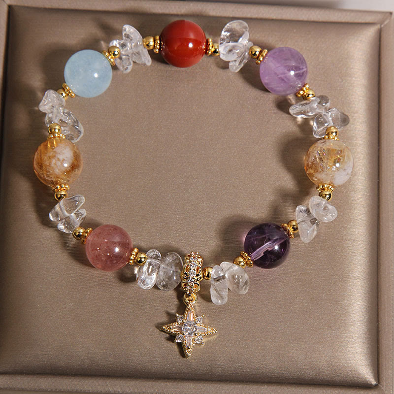 Buddha Stones Natürliches, vielseitiges, kristallklares Quarz-Zirkon-Hexagramm-Armband mit Heilwirkung - image 1