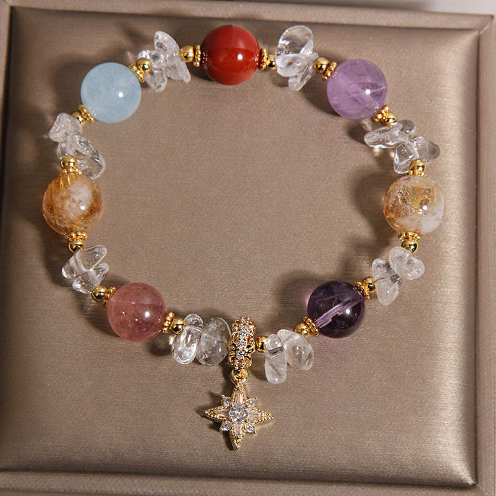 Buddha Stones Natürliches, vielseitiges, kristallklares Quarz-Zirkon-Hexagramm-Armband mit Heilwirkung - image 1