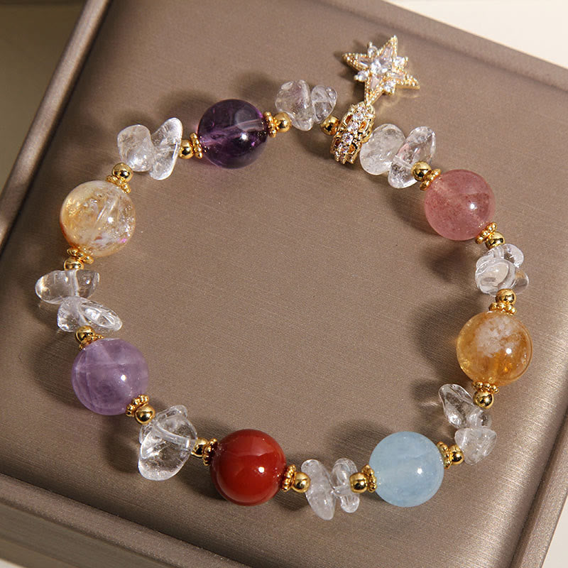Buddha Stones Natürliches, vielseitiges, kristallklares Quarz-Zirkon-Hexagramm-Armband mit Heilwirkung - image 2