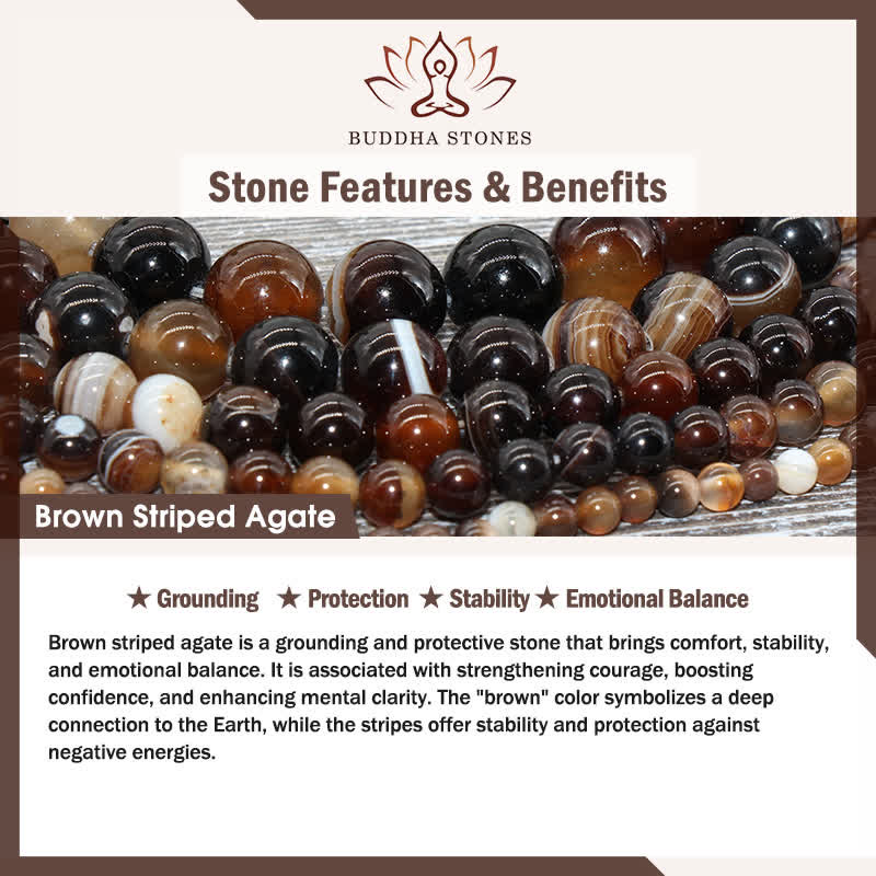 Buddha Stones PiXiu Armband aus braun gestreiftem Achat - image 7