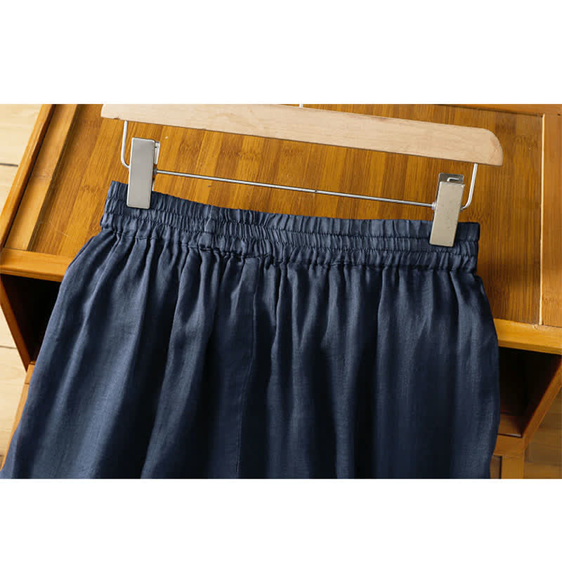 Buddha Stones Sommerliche Boho-Hose für Damen mit weitem Bein, Stickerei, Taschen und weitem Bein - image 2