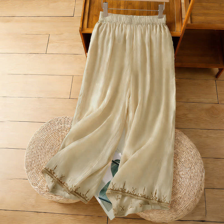 Buddha Stones Sommerliche Boho-Hose für Damen mit weitem Bein, Stickerei, Taschen und weitem Bein - Blanchierte Mandel - US8-10, UK/AU12-14, EU40-42 (2XL) - image 15