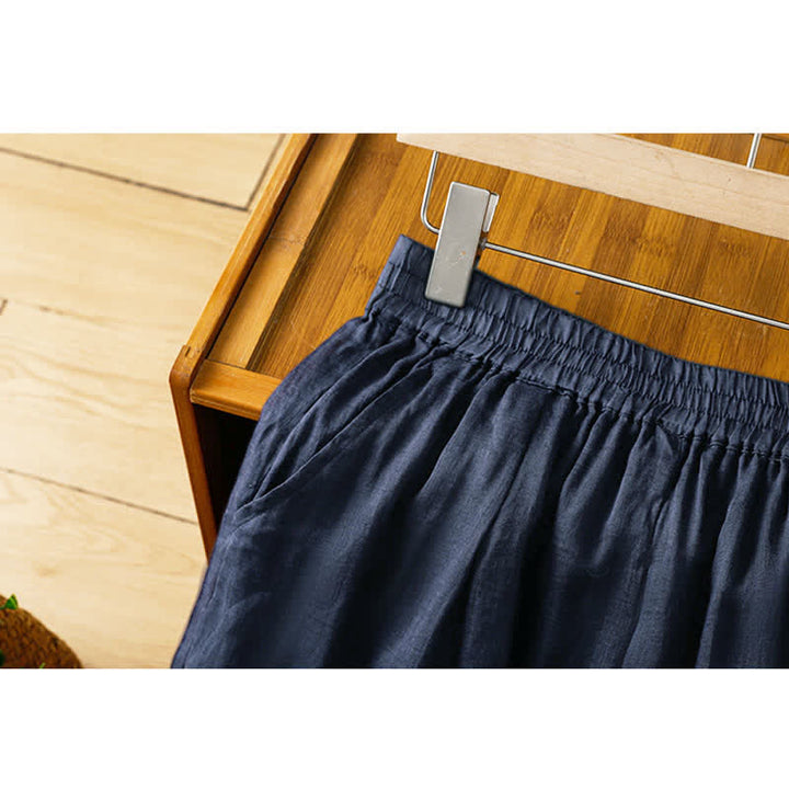 Buddha Stones Sommerliche Boho-Hose für Damen mit weitem Bein, Stickerei, Taschen und weitem Bein - image 4