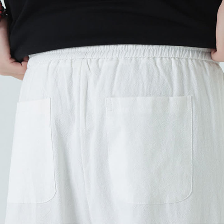 Buddha Stones Minimalistische, gerade geschnittene Herrenhose aus Baumwolle mit elastischem Bund und Taschen – perfekt für den Sommer - image 23
