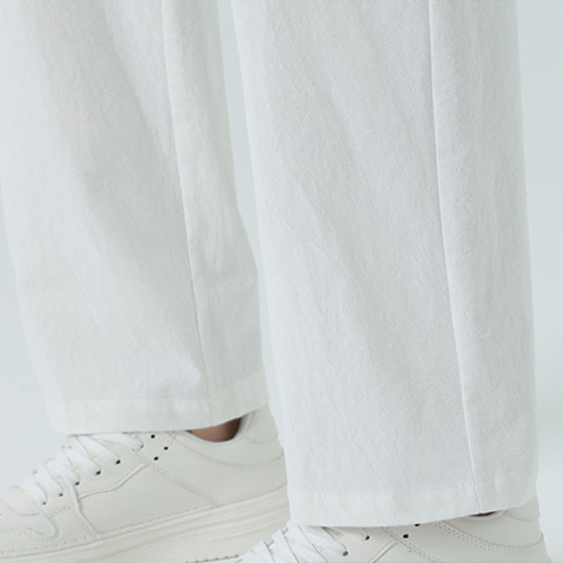 Buddha Stones Minimalistische, gerade geschnittene Herrenhose aus Baumwolle mit elastischem Bund und Taschen – perfekt für den Sommer - image 24