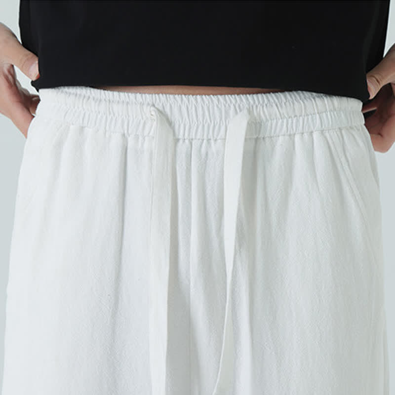 Buddha Stones Minimalistische, gerade geschnittene Herrenhose aus Baumwolle mit elastischem Bund und Taschen – perfekt für den Sommer - image 22