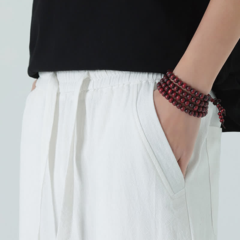 Buddha Stones Minimalistische, gerade geschnittene Herrenhose aus Baumwolle mit elastischem Bund und Taschen – perfekt für den Sommer - image 25