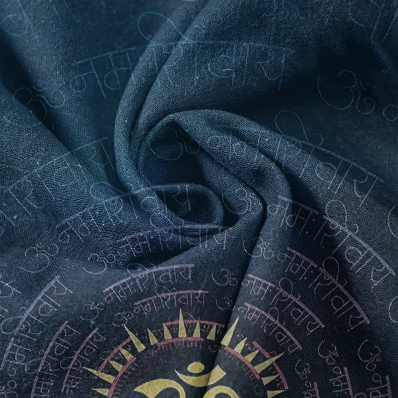 Buddha Stones Baumwollhemd mit Om-Mantra-Emblem, Kurzarm, halbe Knopfleiste, Herrenhemd - image 4
